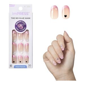 KISS imPRESS No Glue Mani Press On Nails French 'Ditto' Light Neutral + Pink Tip